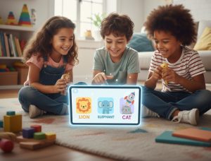 ילדים לומדים אוצר מילים באנגלית דרך אפליקציה