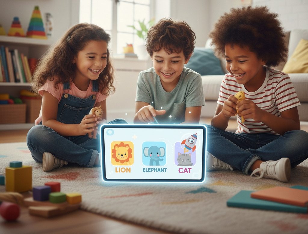 ילדים לומדים אוצר מילים באנגלית דרך אפליקציה