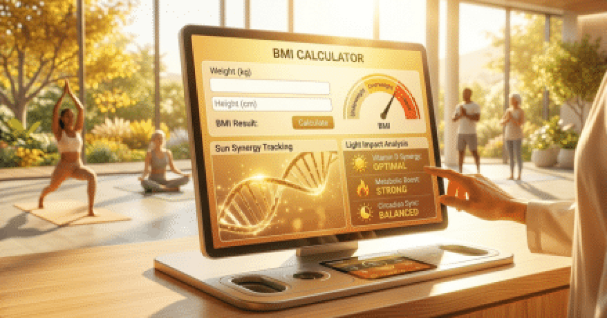 ממשק דיגיטלי מקצועי של מחשבון BMI מתקדם.