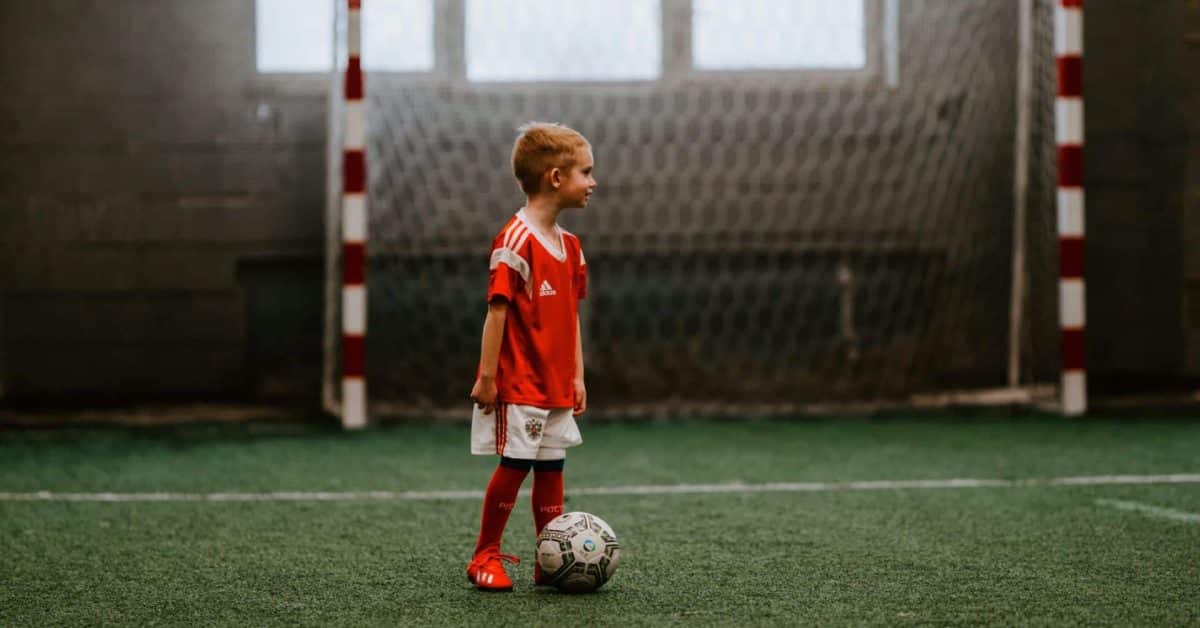 a boy playing football