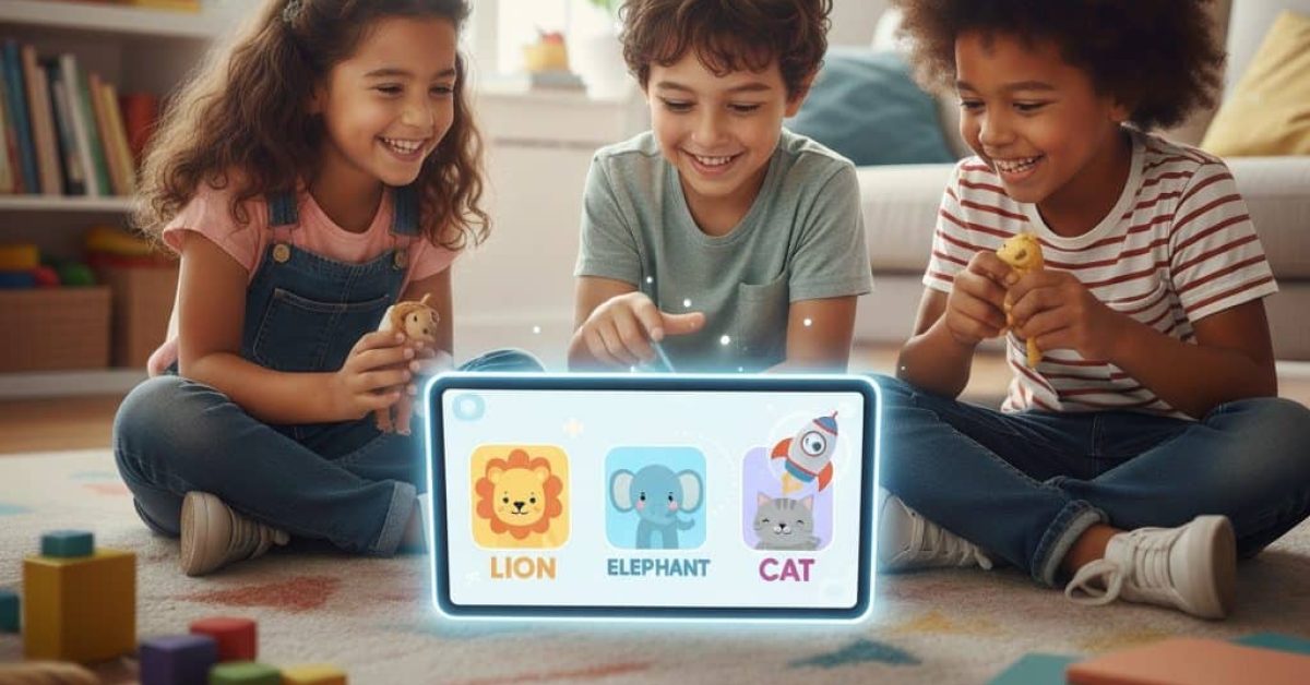 ילדים לומדים אוצר מילים באנגלית דרך אפליקציה